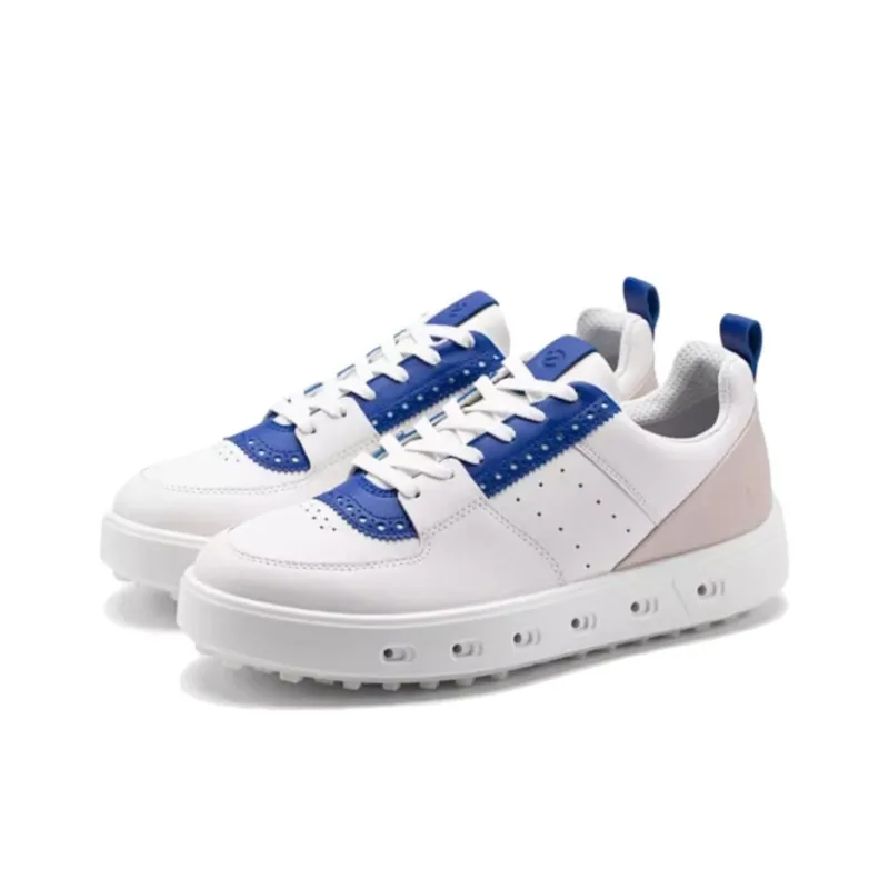 Ecco Street 720 Series Wear-resistant And Lightweight Low-Top Golf Shoes Men's White Gray Blue-2