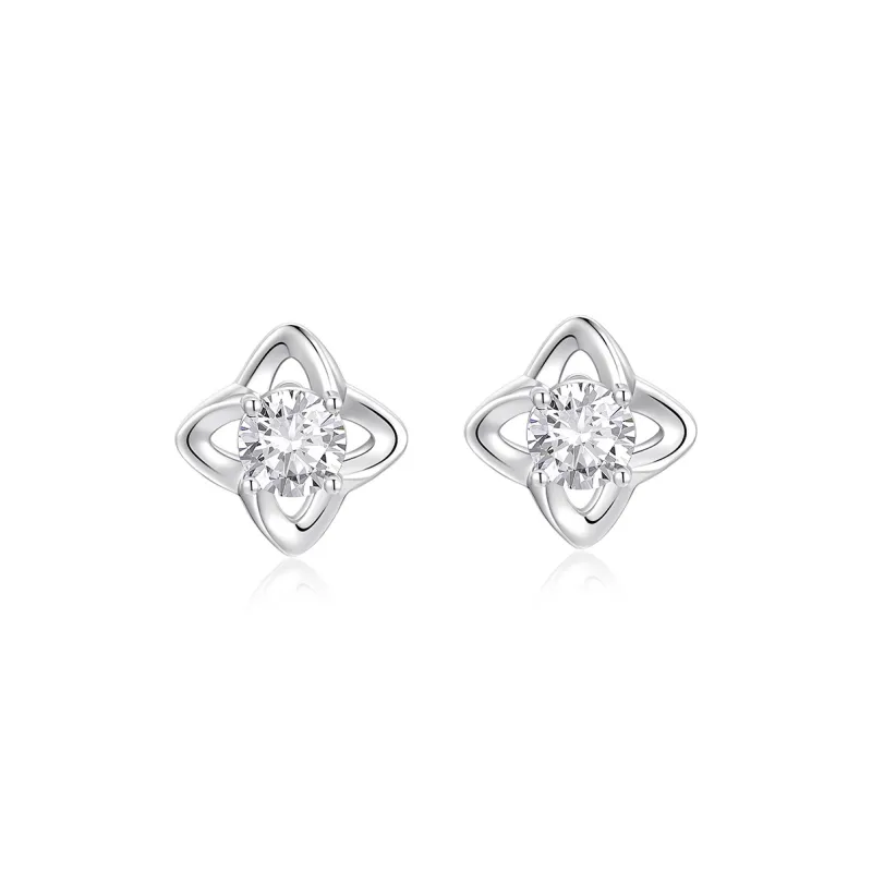 KADER Lucky Four Leaf Clover Series 925 Sterling Silver Stud Earrings Women's-0