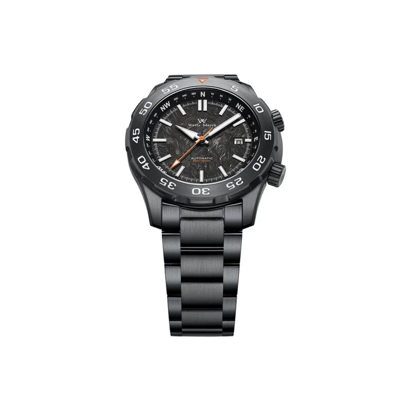 Welly Merck Automatic Mechanical Movement Stainless Steel Strap Watch Men's Watches Black Dial-5