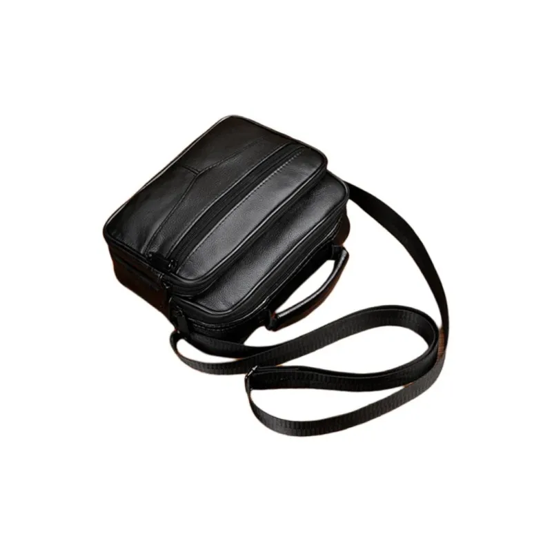 GEERDUN Cow Leather One Shoulder Handbag Unisex Black-1