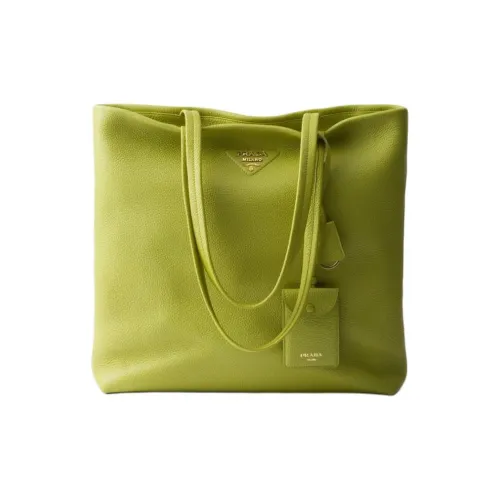 PRADA Calfskin Tote Bag Shopping Bag Shoulder Bag Handbag Large Size Women's Lawn Green