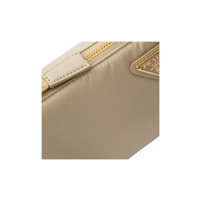PRADA Re Edition Recycled Nylon Mixed With Shiny Leather Handbag Shoulder Bag Women's Sand-3
