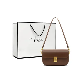 MILLIE'S Cow Leather Crossbody Bag Shoulder Bag Small Square Bag Women's Coffee/Black