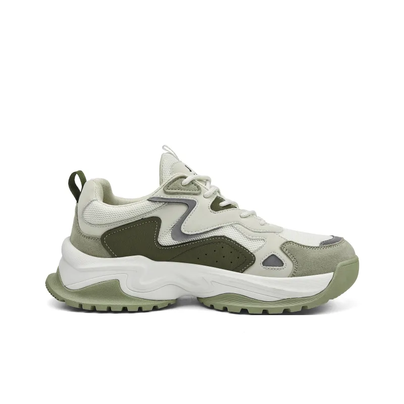 JEEP SPIRIT Anti-Slip Wear-Resistant Breathable Height Increasing Low-Top Chunky Sneakers Men's Light Sandy-1