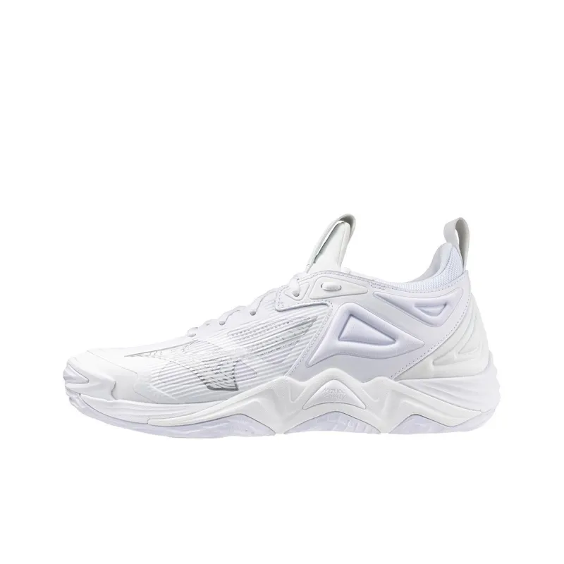 Mizuno Wave Momentum 3 Slip Resistant Low Top Training Shoes Women's Silver White-0