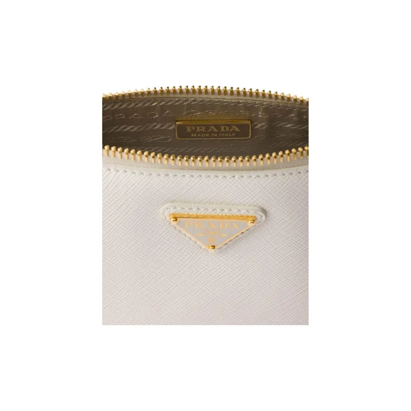PRADA Saffiano Leather Clutch Mini Women's White-5