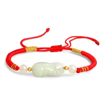Lao Feng Xiang Hetian Jade Bracelet Sterling Silver White Jade/Pale Greenish White Jade Unisex