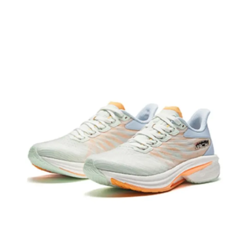 Anta Cushioned Slip Resistant Rebound Low Top Running Shoes Women's Green Blue Orange-2