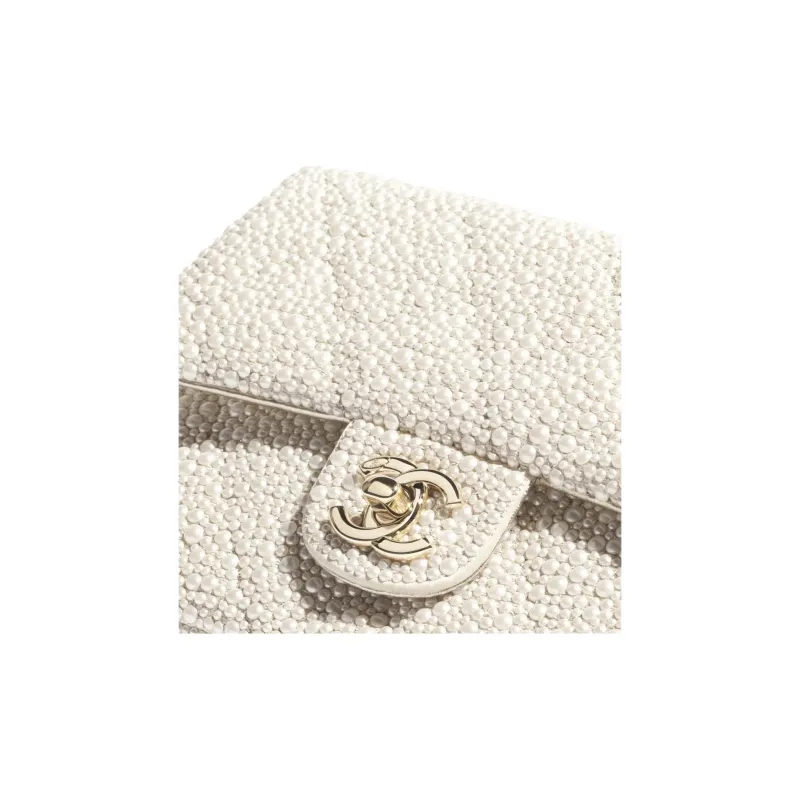 CHANEL Artificial Pearl Shoulder Bag Women's White-3