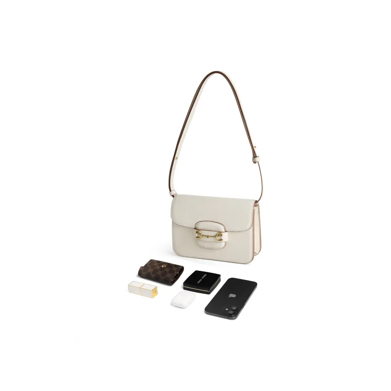 BELLE Cow Leather Small Square Bag, Crossbody Bag Women's White/Coffee-3