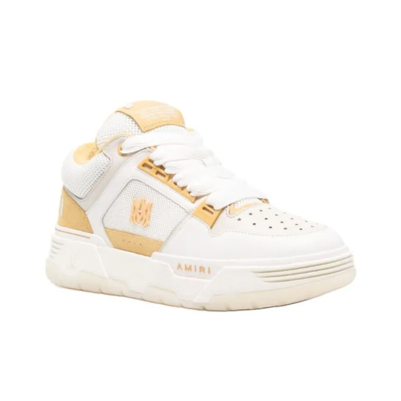 AMIRI MA 1 Low Top Skateboard Shoes Men's White Yellow-1