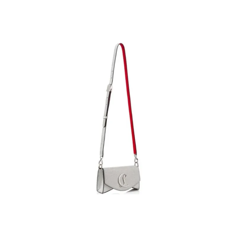 CL LUBOTING Loubi Calfskin Crossbody Bag Trumpets Women's Silver-3