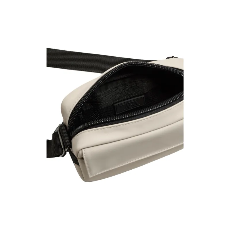 ZARA Polyurethane Shoulder Bag Crossbody Bag Men's Beige-3