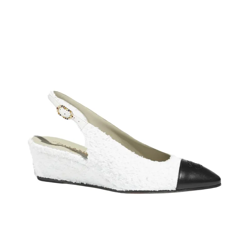 CHANEL Wedge Heel High Heels Women's White-1