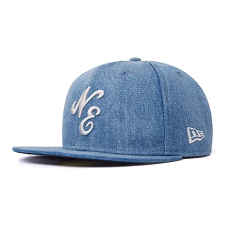 New Era Polyester, Cotton Baseball Caps Unisex Denim Blue-0