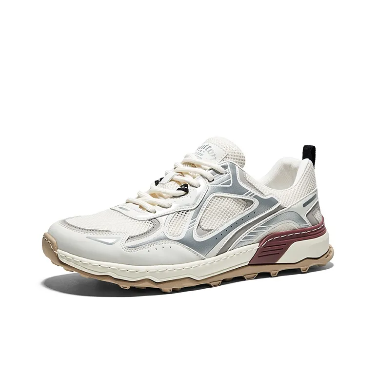Hautton Jeans Lightweight And Breathable Low Top Casual Shoes Men's White Silver-0