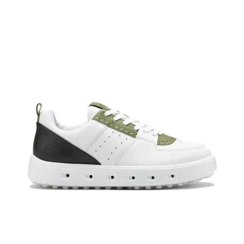 Ecco Street 720 Series Cushioning Wear-Resistant Low-Top Golf Shoes Men's White Green-1