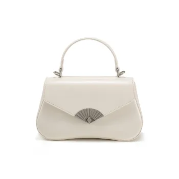 Simedin Cow Leather Small Square Bag Shoulder Bag Handbag Small Size Women's White/Brick Red