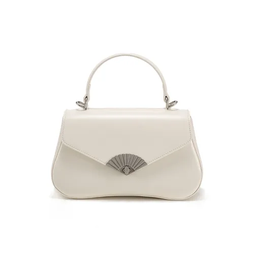 Simedin Cow Leather Small Square Bag Shoulder Bag Handbag Small Size Women's White/Brick Red