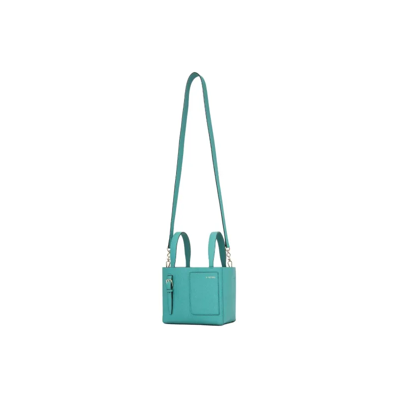 Valextra Millepunte Calfskin Bucket Bag, One Shoulder Handbag Micro Women's Ocean Blue-1