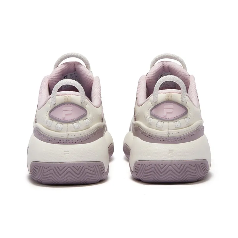 FILA FUSION FIRE Anti Slip Wear Resistant Low Top Basketball Shoes Women's Gray White-3