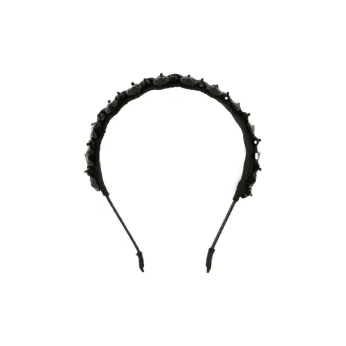 MaxMara Polyester Glass Rhinestone Headbands Women's Black