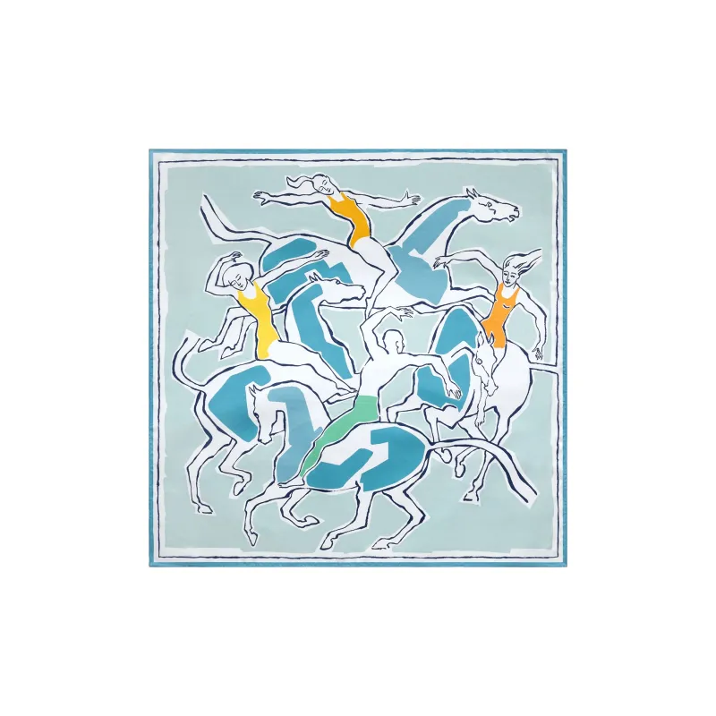 Shanghai Story 100% Mulberry Silk Scarves Women's Blue White, Gift Box Set-41