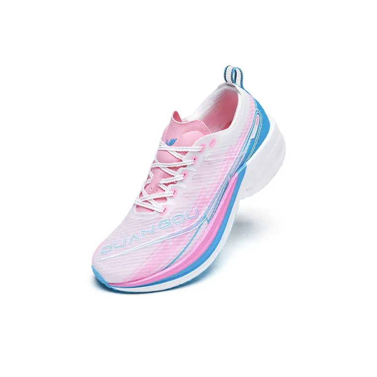 DUANGOU Cushioning Support Abrasion Resistant Slip Resistant Low Top Marathon Running Shoes Unisex Blue Pink Mismatched-5
