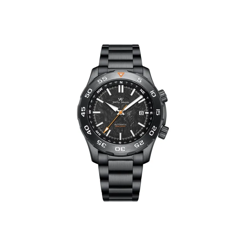 Welly Merck Automatic Mechanical Movement Stainless Steel Strap Watch Men's Watches Black Dial-4