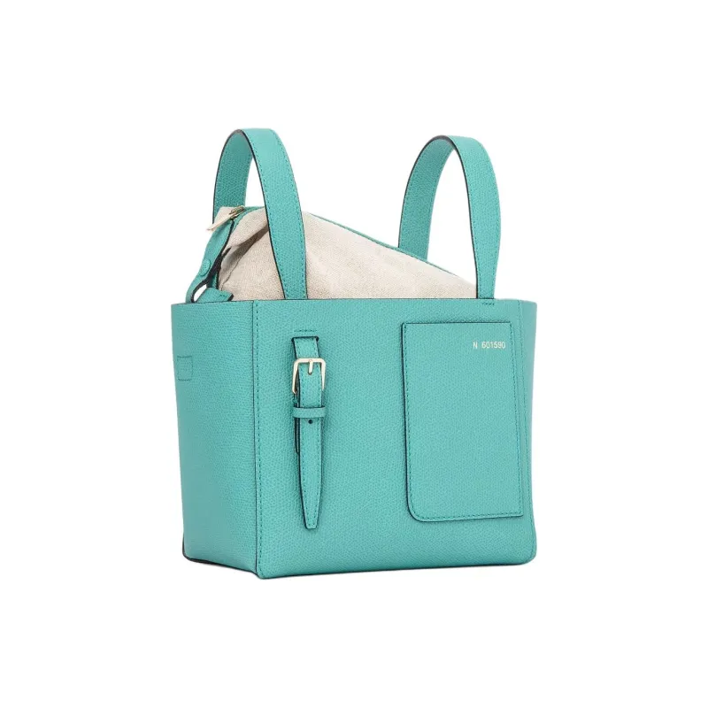 Valextra Millepunte Calfskin Bucket Bag, One Shoulder Handbag Micro Women's Ocean Blue-2