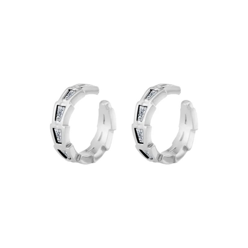 ENFANTIN 925 Sterling Silver Zircon Clip On Earrings Unisex-0