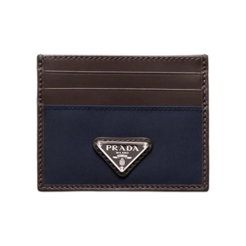 PRADA Re Nylon Polyamide Card Holder Men's Blue & Coffee-0