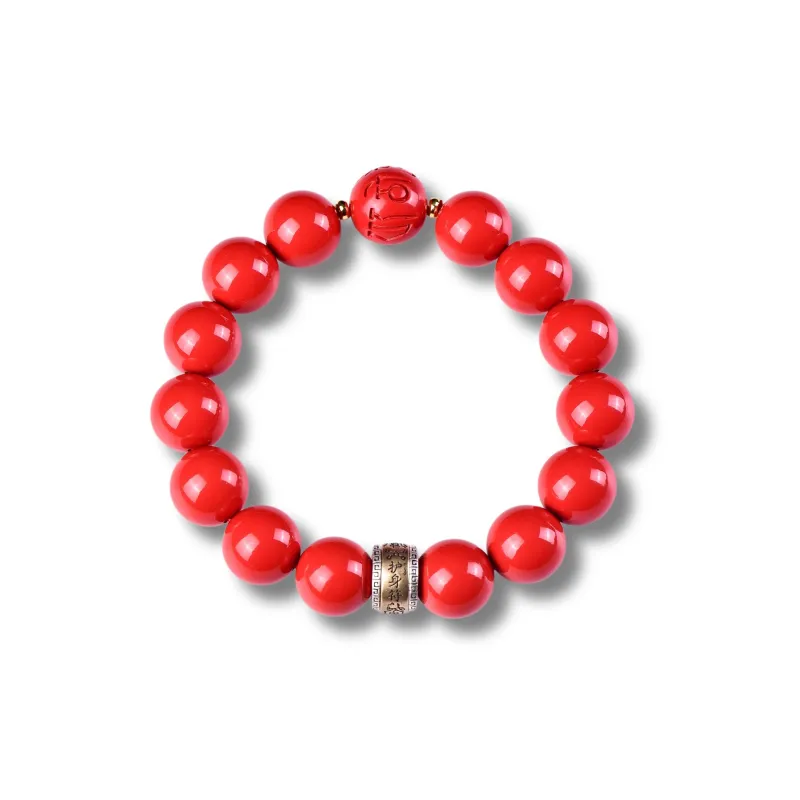 Gu He Reconstructed Cinnabar Jade Bracelets Unisex-9