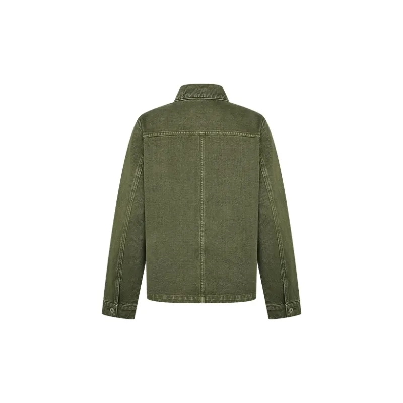 URBAN REVIVO Denim Jackets Men Gray Green-1