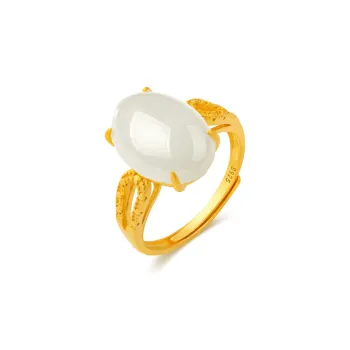 TAMINA Hetian Jade Rings Pale Greenish White Jade Women's