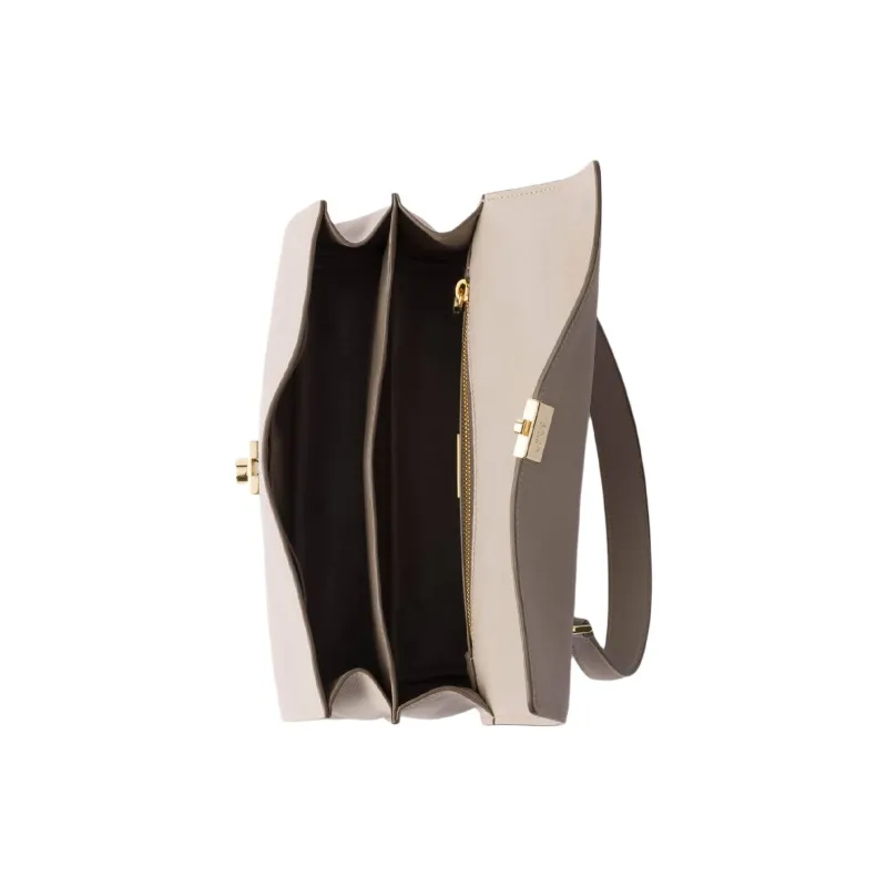 PRADA Soft Sound Cow Leather Shoulder Bag Medium Size Women's Pumice-4