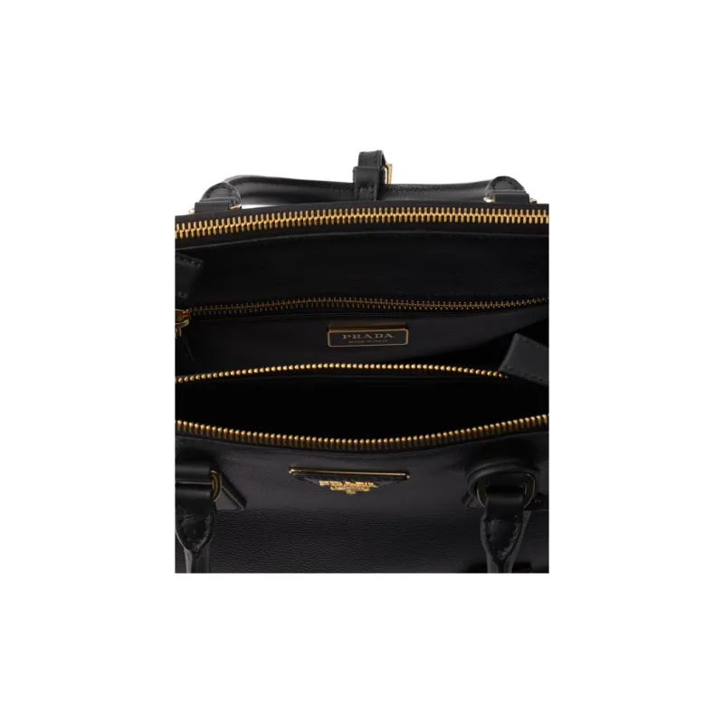 PRADA Galleria Killer Bag Cow Leather Handbag Medium Size Women's Black-4
