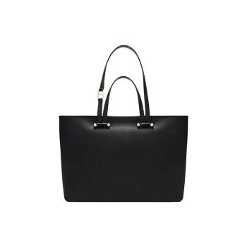 Furla Cow Leather Tote Bag Shopping Bag Shoulder Bag Handbag Large Size Women's Black
