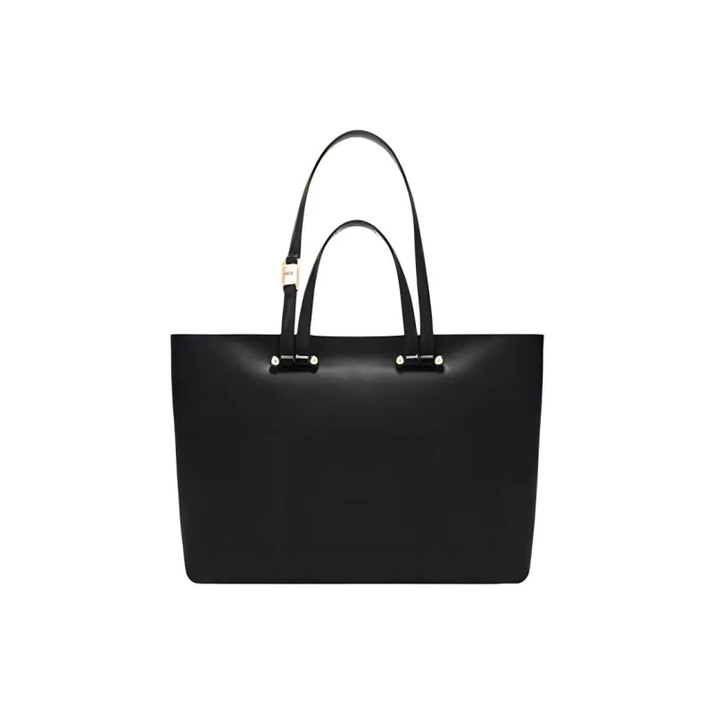 Furla Cow Leather Tote Bag Shopping Bag Shoulder Bag Handbag Large Size Women's Black-0
