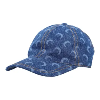 Marine Serre All Over Crescent Moon Printed Denim Baseball Cap