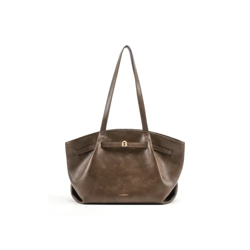 LA FESTIN Top Grain Cow Leather Handbag, Shoulder Bag, Underarm Tote Tubas Women's Cocoa Brown/Coconut Green/Dual Black