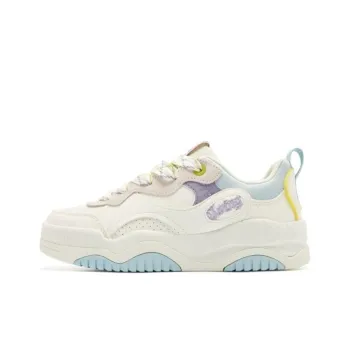 QIAODAN Bunny Shoes Warm Slip Resistant Lightweight Low Top Skateboard Shoes Women's White Blue