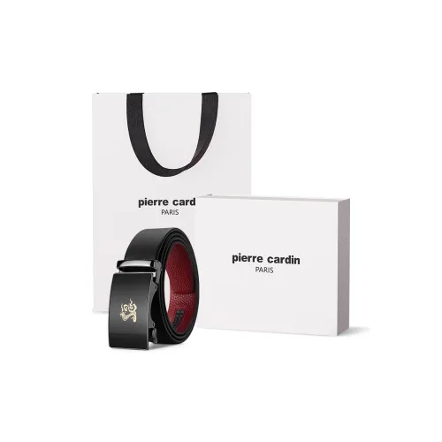 PIERRE CARDIN Genuine Leather Belt Snake Year Genuine Cowhide Belt Men's Black Red 3.5cm