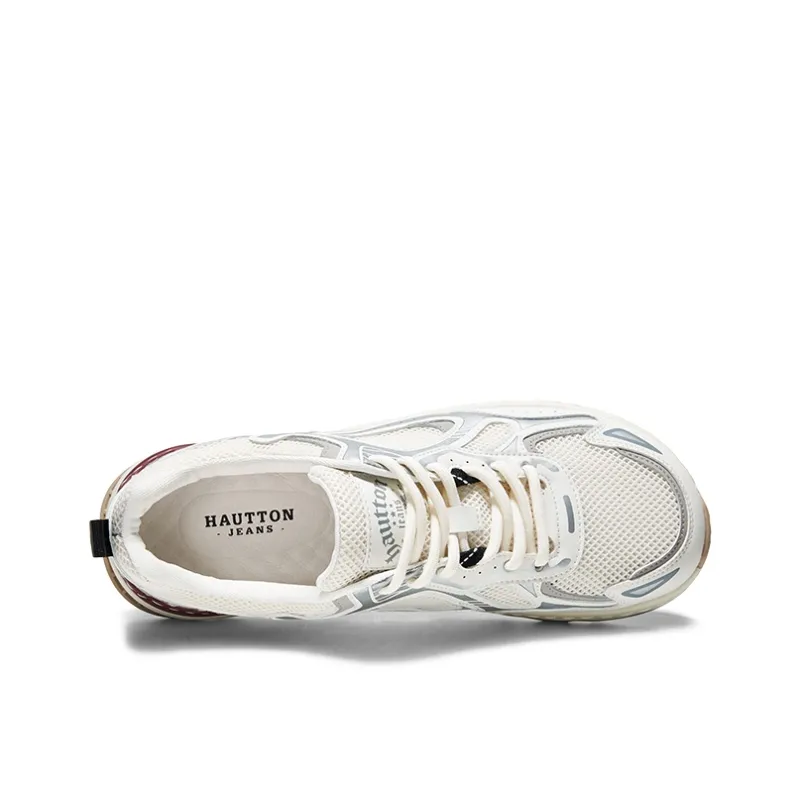 Hautton Jeans Lightweight And Breathable Low Top Casual Shoes Men's White Silver-5