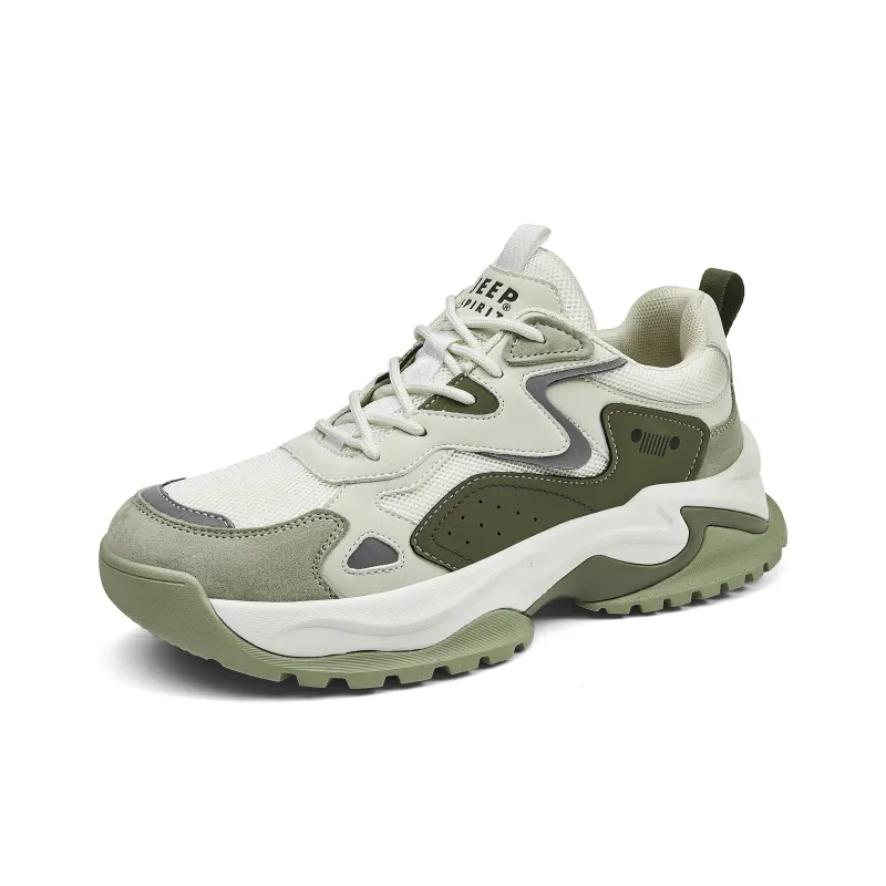 JEEP SPIRIT Anti-Slip Wear-Resistant Breathable Height Increasing Low-Top Chunky Sneakers Men's Light Sandy-2