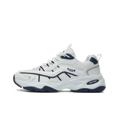 JEEP SPIRIT Anti Slip Wear Resistant Breathable Lightweight Height Increasing Low Top Chunky Sneakers Men's White