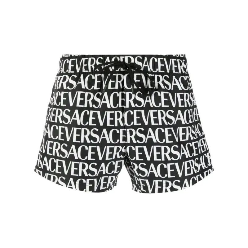 VERSACE Logo Printed Drawstring Swim Shorts-1