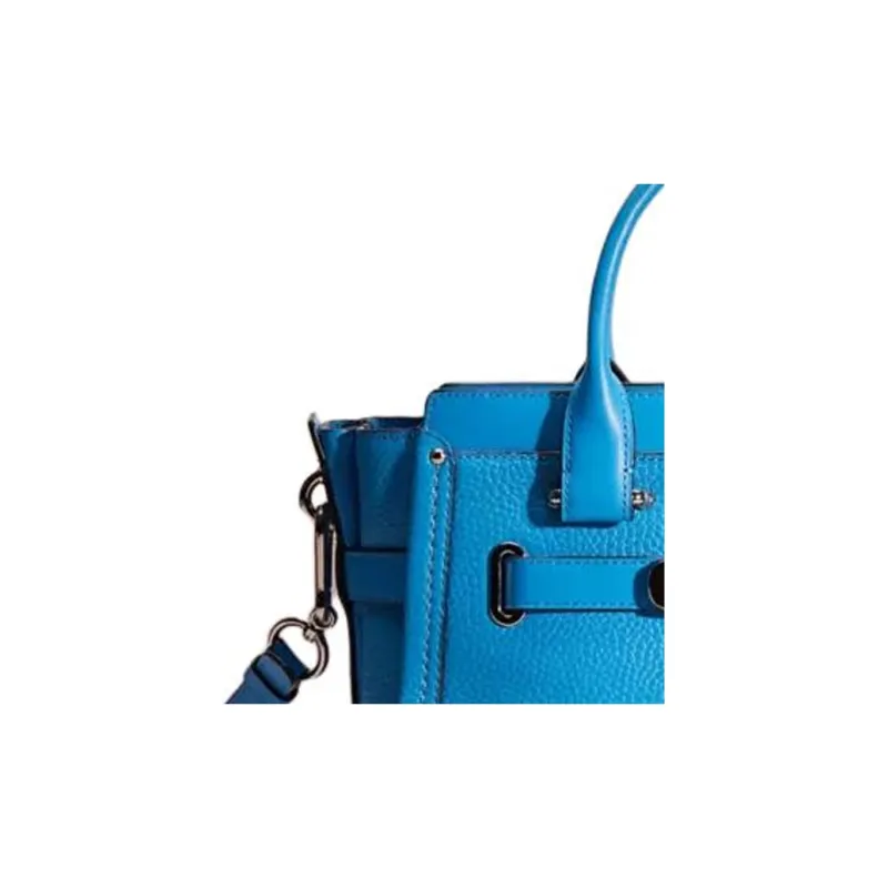 COACH Swagger Pebbled Leather Handbag Shoulder Bag Crossbody Bag Large Size Women's Lapis Lazuli Color-2