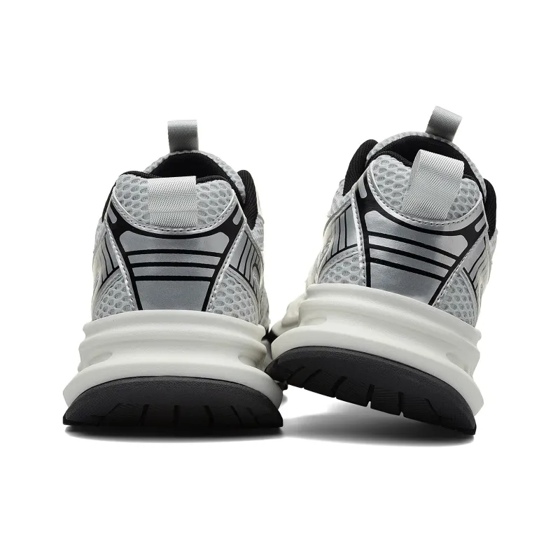 JEEP SPIRIT Anti-Slip Wear-Resistant Breathable Lightweight Height Increasing Low-Top Chunky Sneakers Men's Silver-4