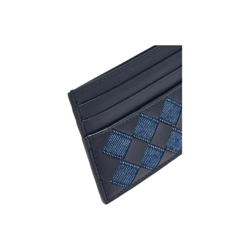 Bottega Veneta Cow Leather Card Holder Women's Dark Blue & Indigo-3